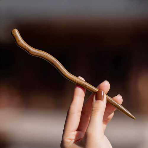 Handmade Hair Stick Ebony & Green Sandalwood | Free Custom Text Engraving