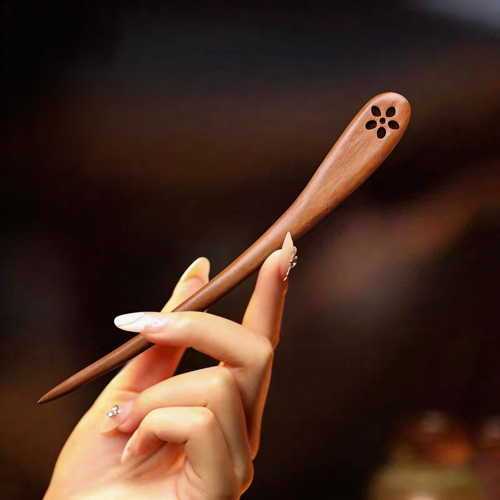 Handmade Hair Stick Ebony & Green Sandalwood | Free Custom Text Engraving