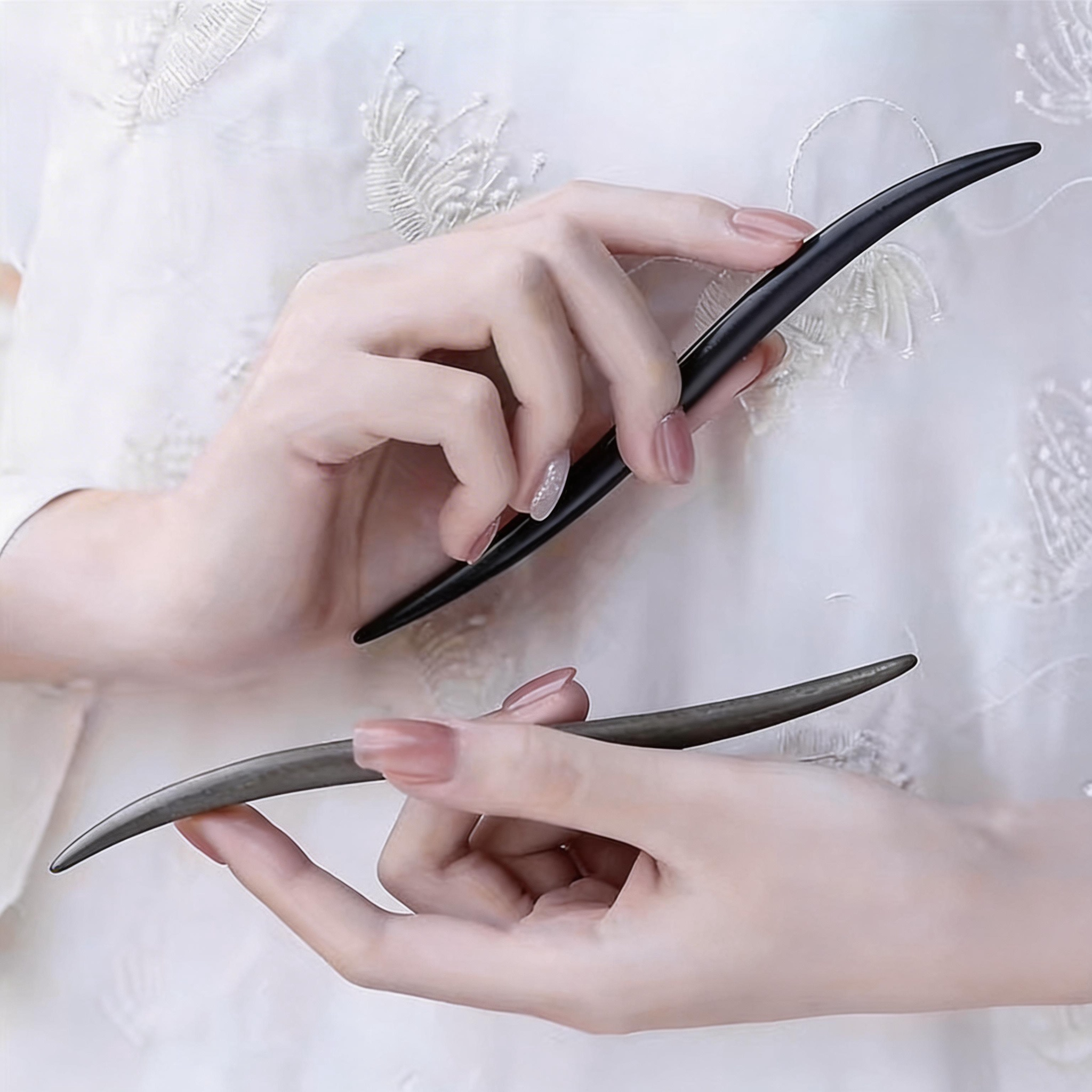 Handmade Hair Stick Ebony & Green Sandalwood | Free Custom Text Engraving