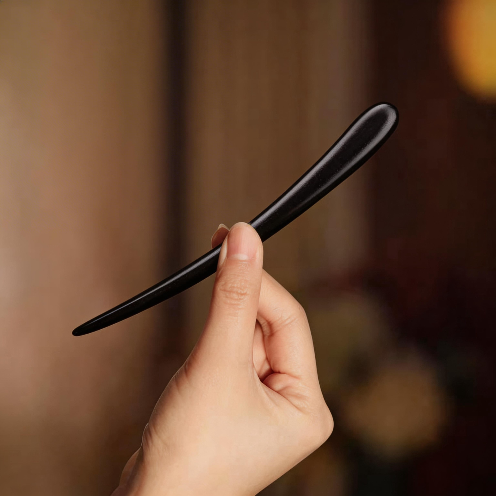 Handmade Hair Stick Ebony & Green Sandalwood | Free Custom Text Engraving