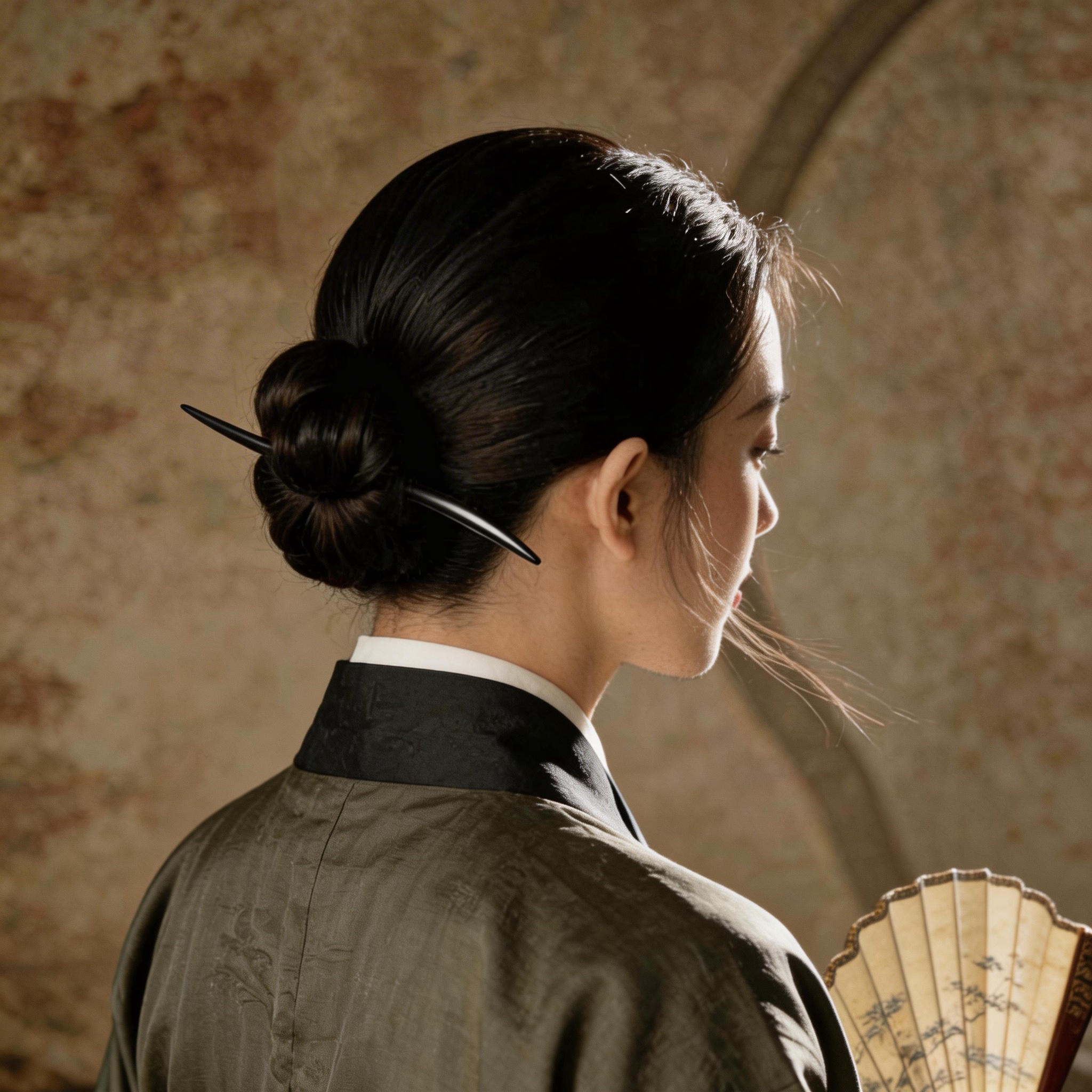 Handmade Hair Stick Ebony & Green Sandalwood | Free Custom Text Engraving