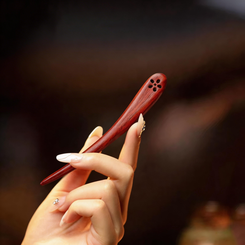 Handmade Hair Stick Ebony & Green Sandalwood | Free Custom Text Engraving