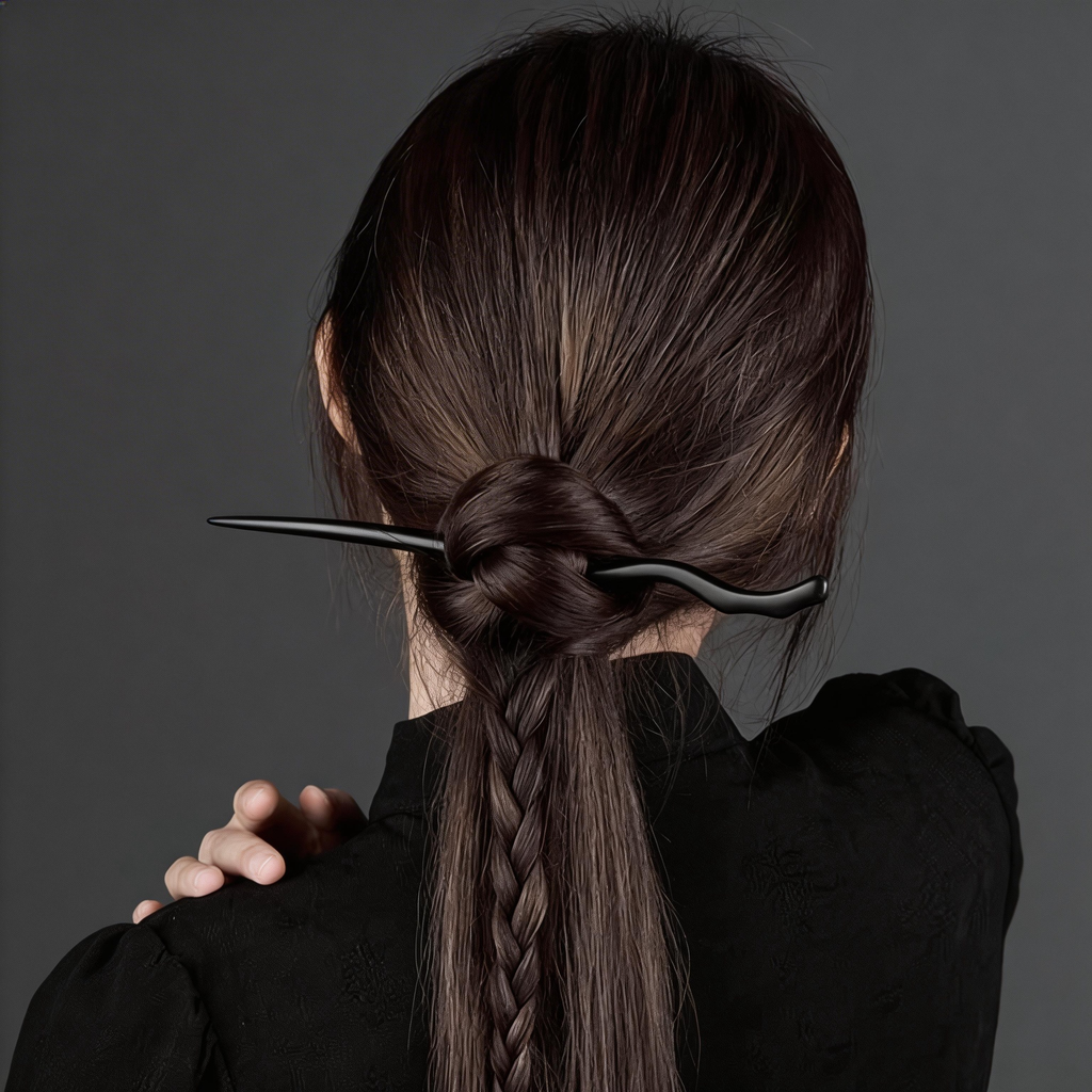 Handmade Hair Stick Ebony & Green Sandalwood | Free Custom Text Engraving