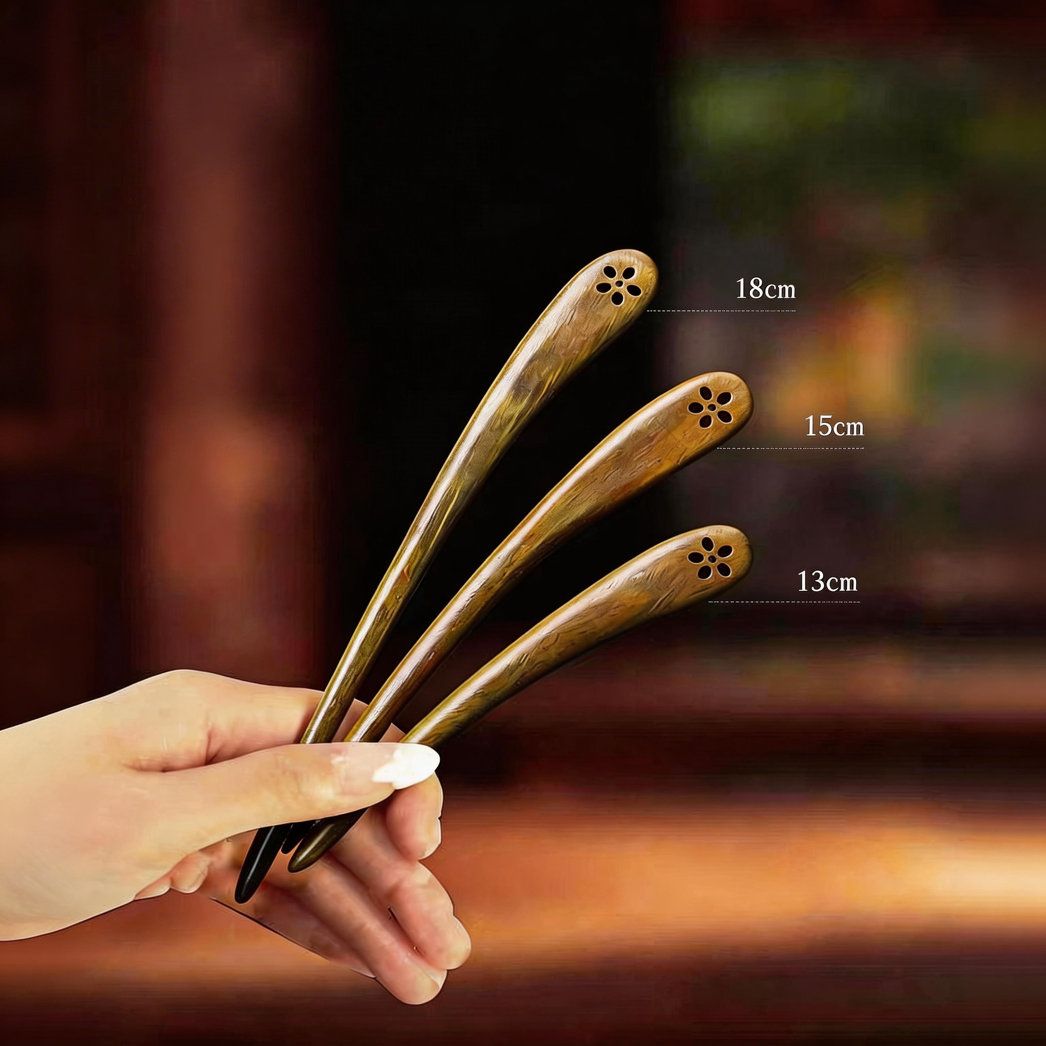 Handmade Hair Stick Ebony & Green Sandalwood | Free Custom Text Engraving