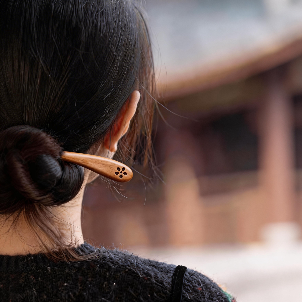 Handmade Hair Stick Ebony & Green Sandalwood | Free Custom Text Engraving