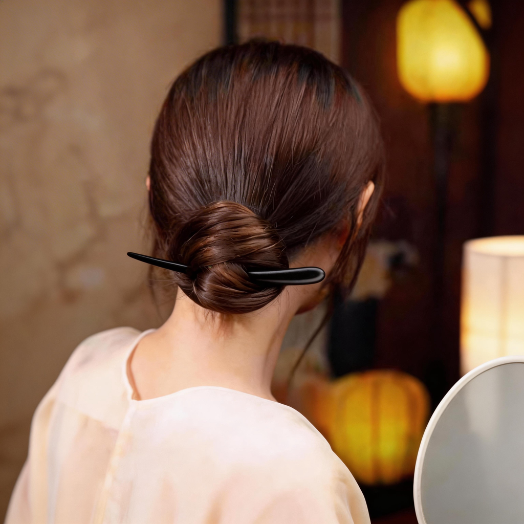 Handmade Hair Stick Ebony & Green Sandalwood | Free Custom Text Engraving