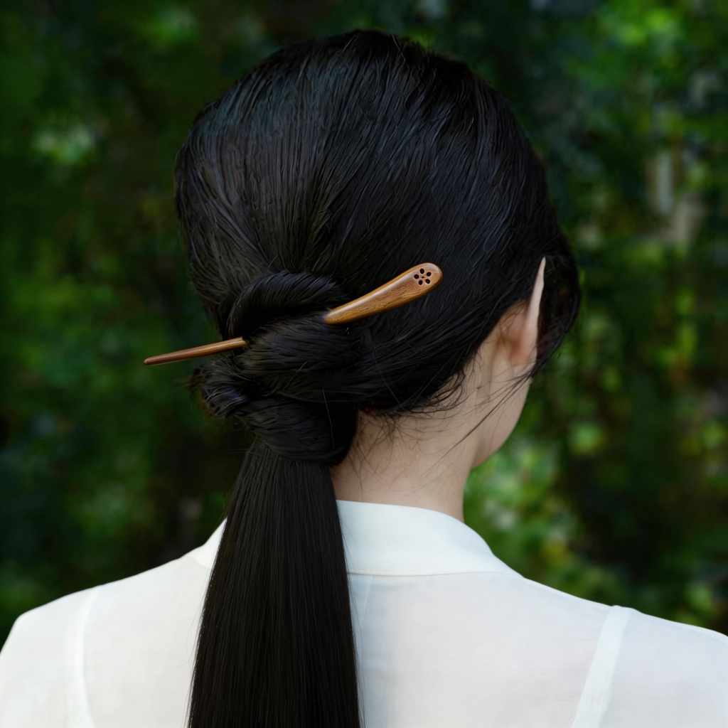 Handmade Hair Stick Ebony & Green Sandalwood | Free Custom Text Engraving