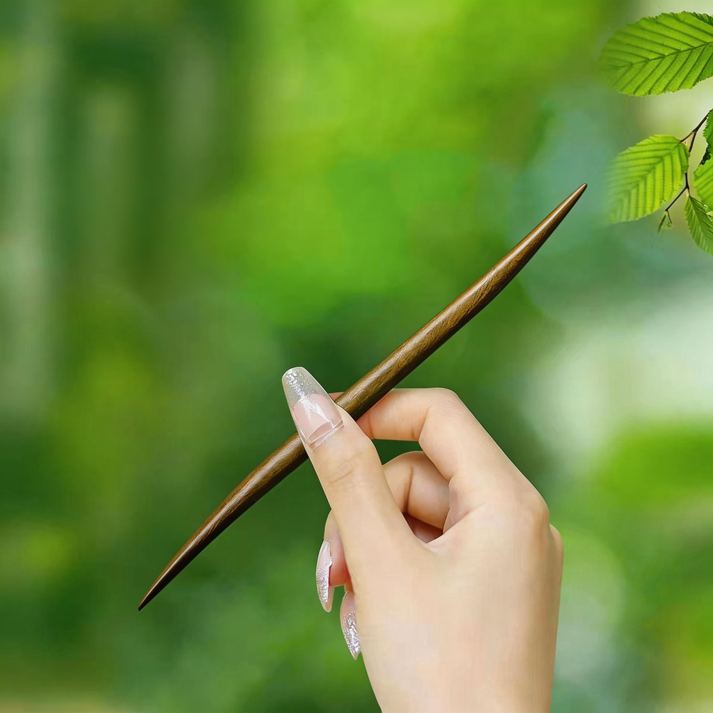 Handmade Hair Stick Ebony & Green Sandalwood | Free Custom Text Engraving