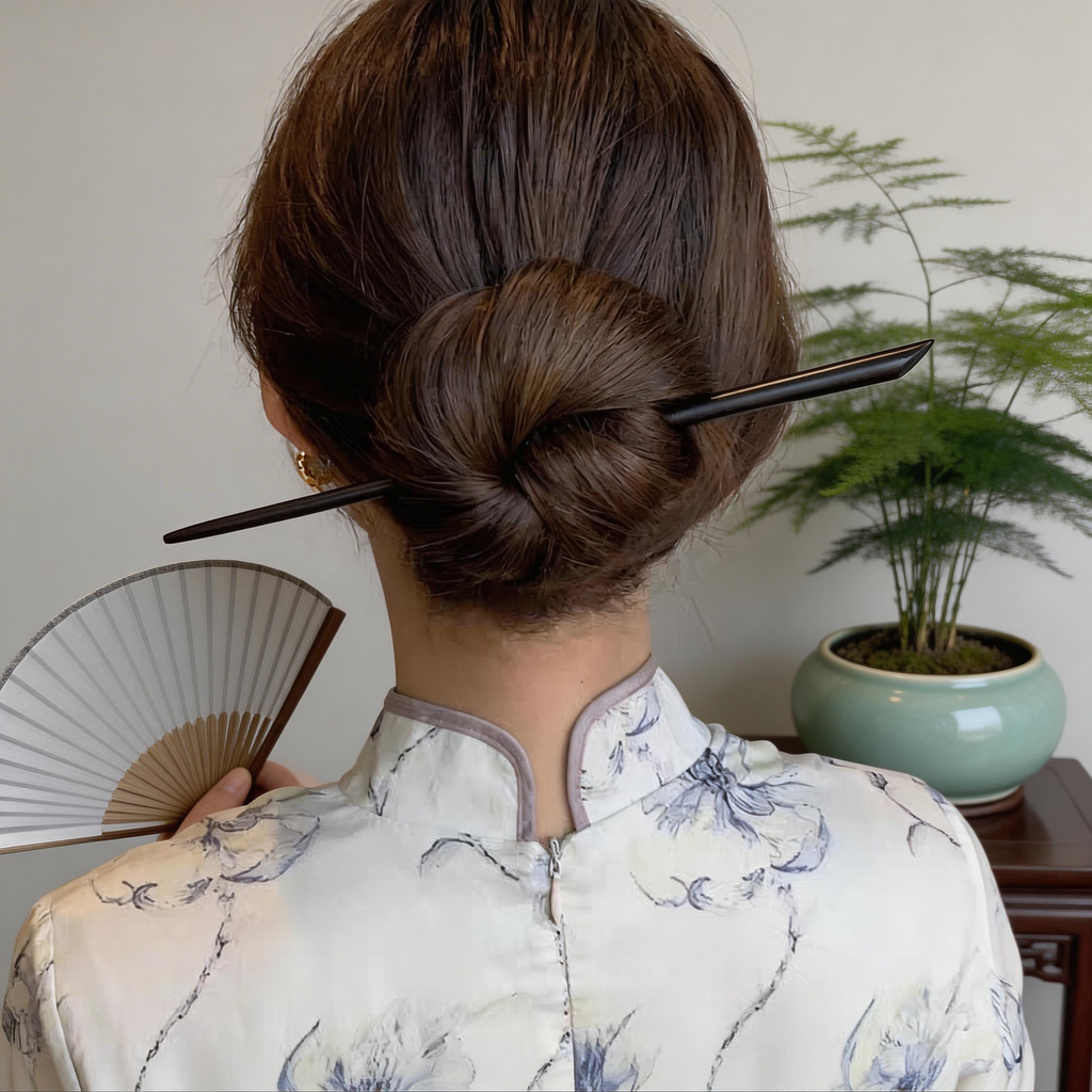 Handmade Hair Stick Ebony & Green Sandalwood | Free Custom Text Engraving