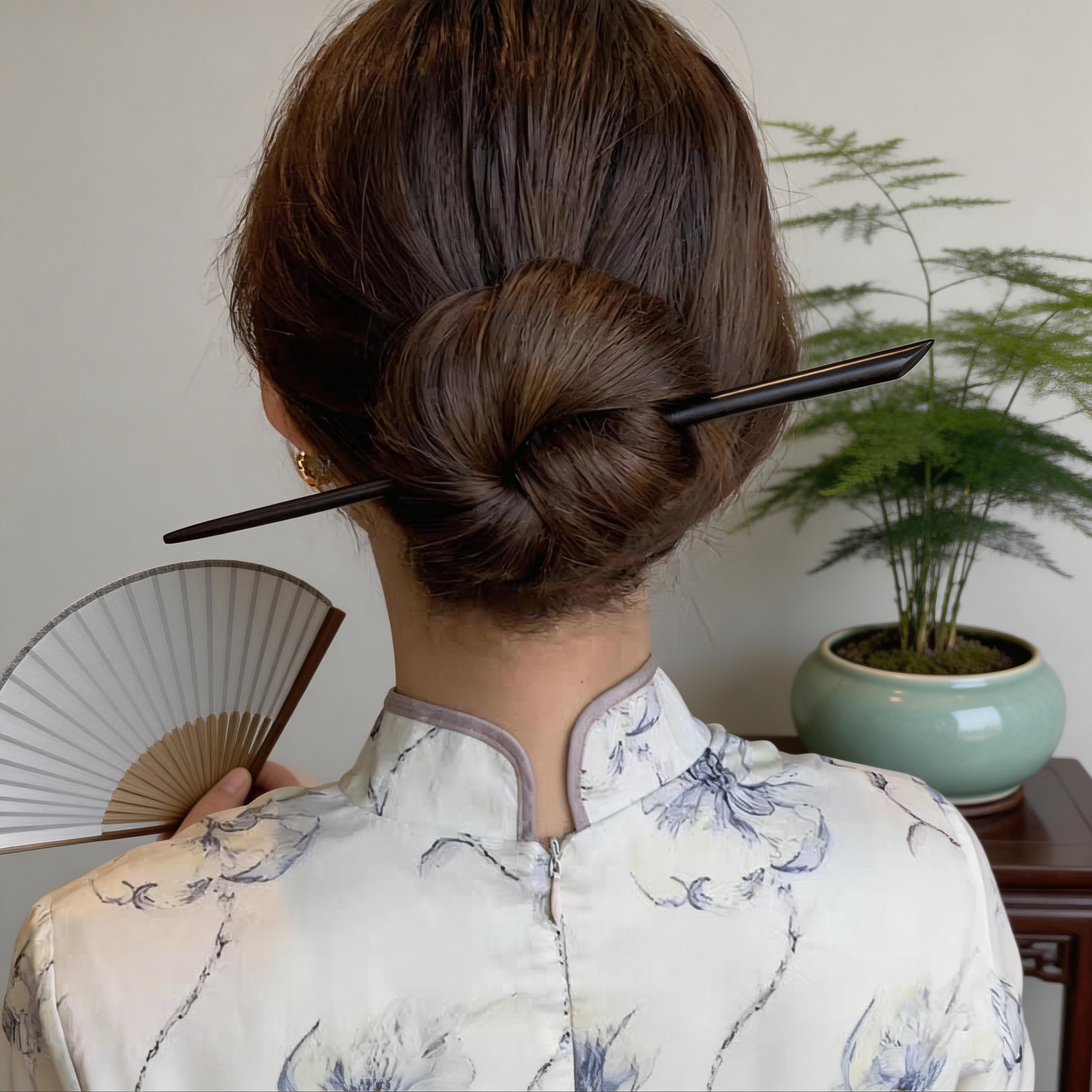 Handmade Hair Stick Ebony & Green Sandalwood | Free Custom Text Engraving