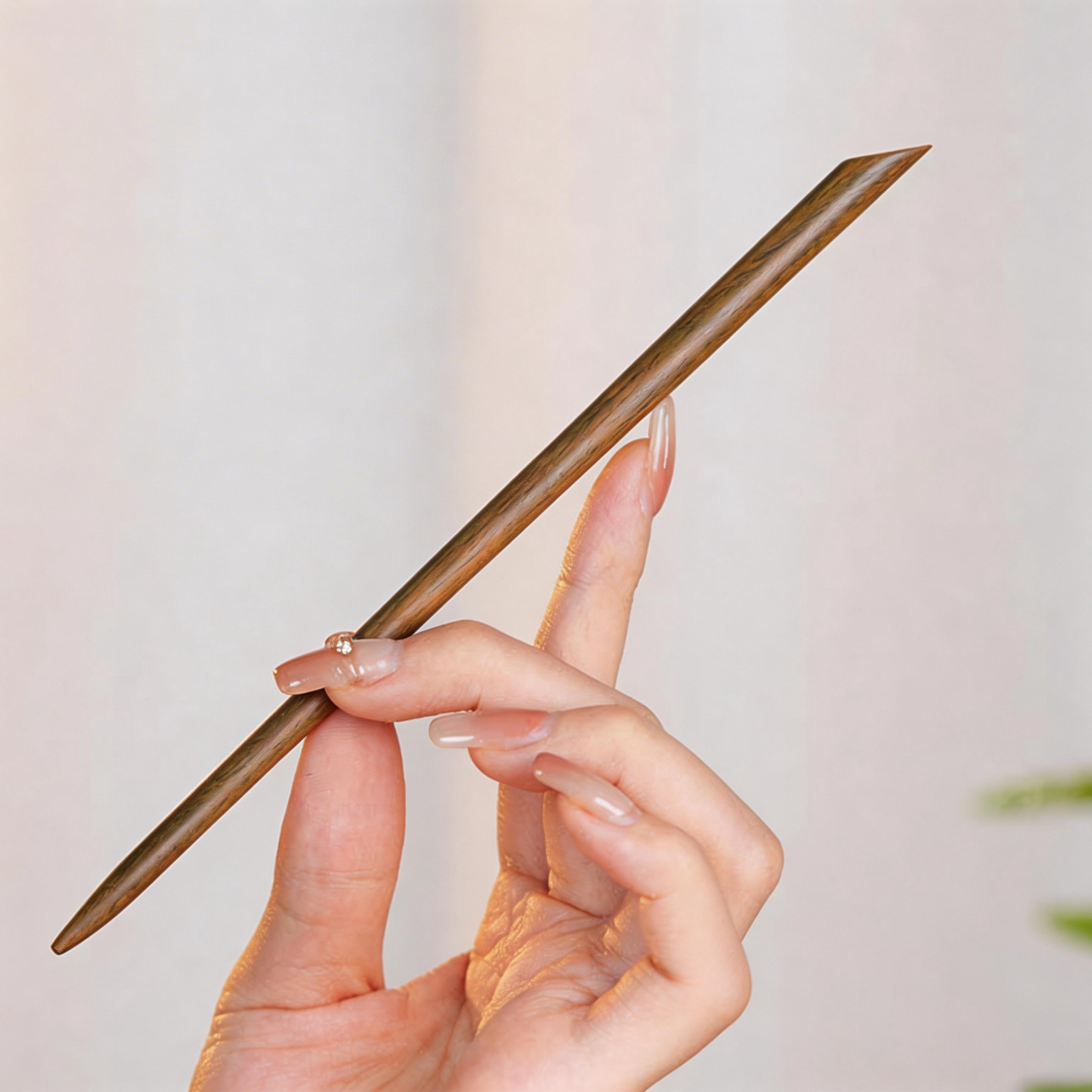 Handmade Hair Stick Ebony & Green Sandalwood | Free Custom Text Engraving