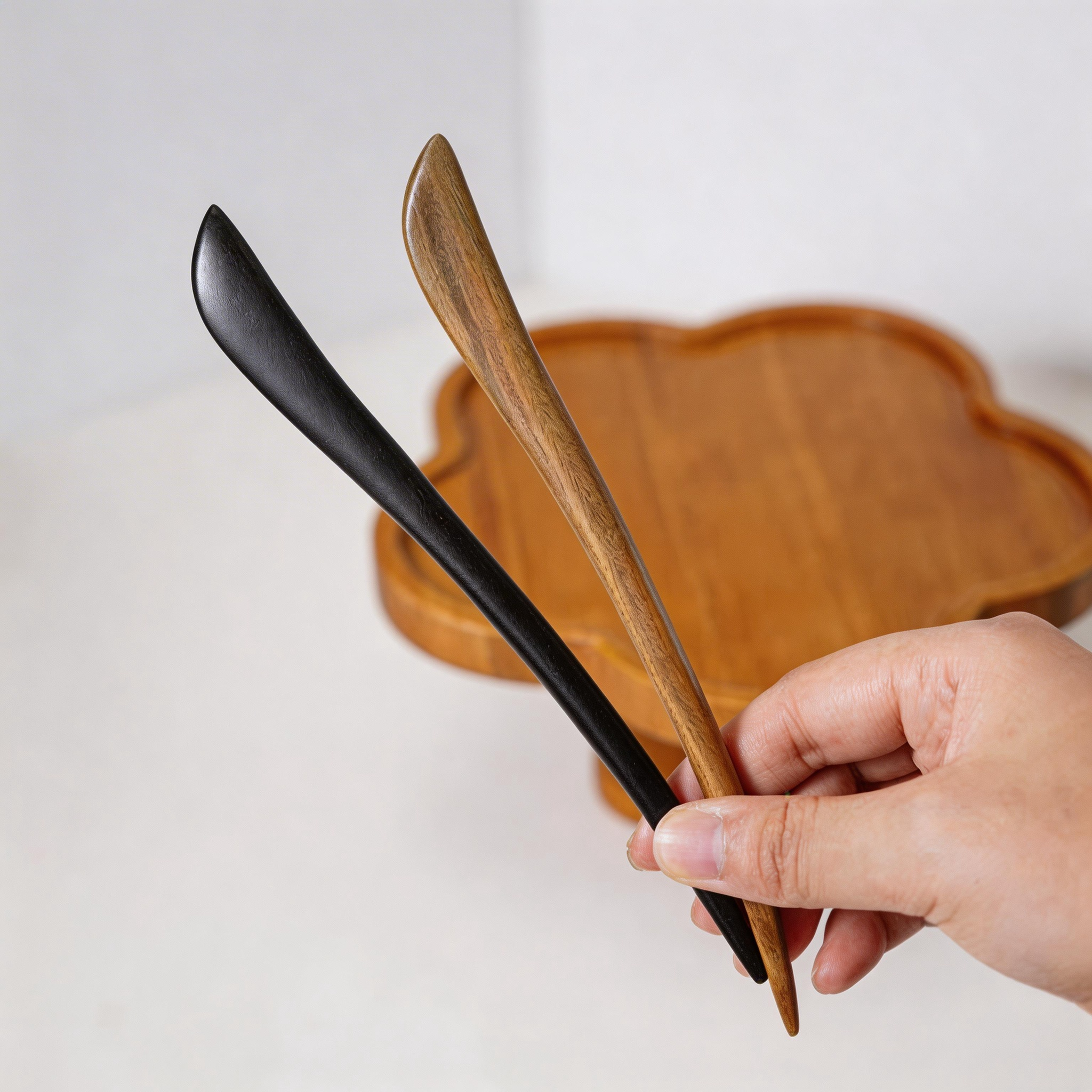 Handmade Hair Stick Ebony & Green Sandalwood | Free Custom Text Engraving