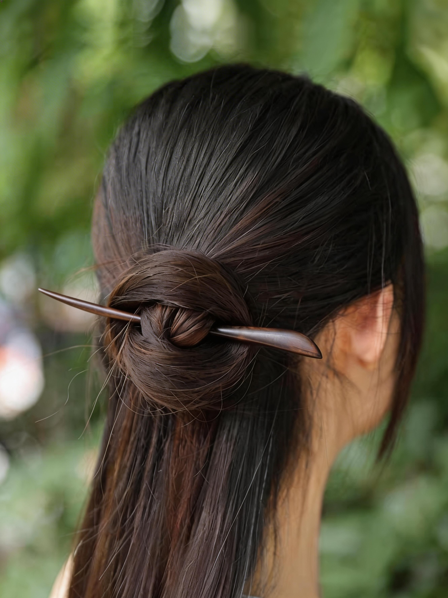 Handmade Hair Stick Ebony & Green Sandalwood | Free Custom Text Engraving