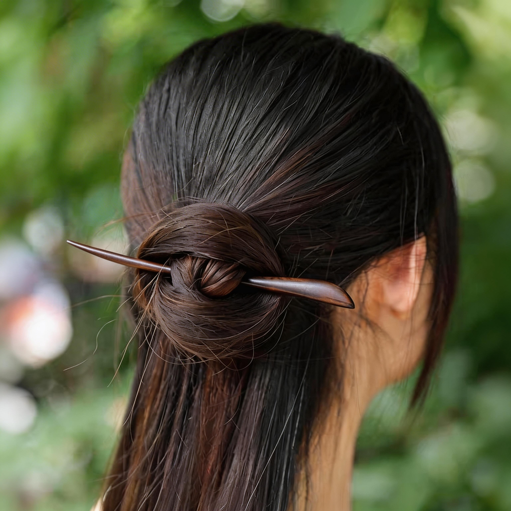 Handmade Hair Stick Ebony & Green Sandalwood | Free Custom Text Engraving