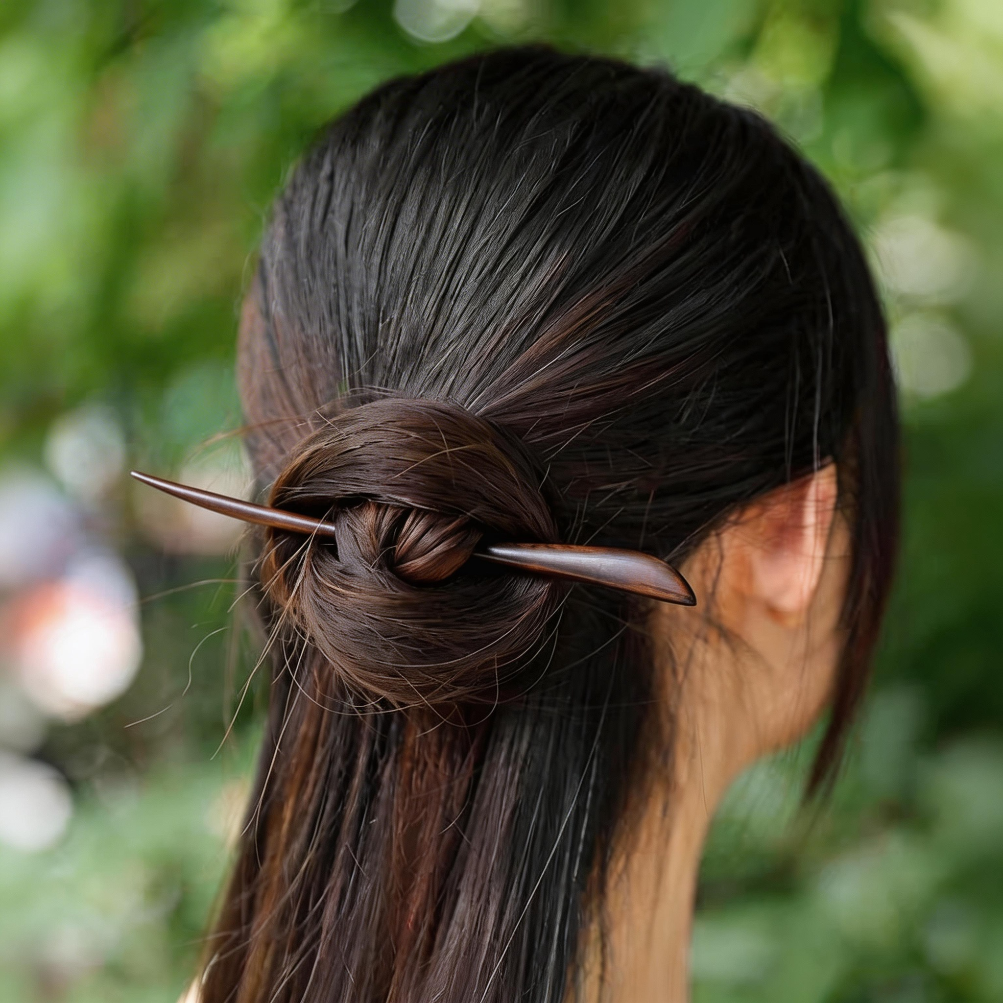 Handmade Hair Stick Ebony & Green Sandalwood | Free Custom Text Engraving