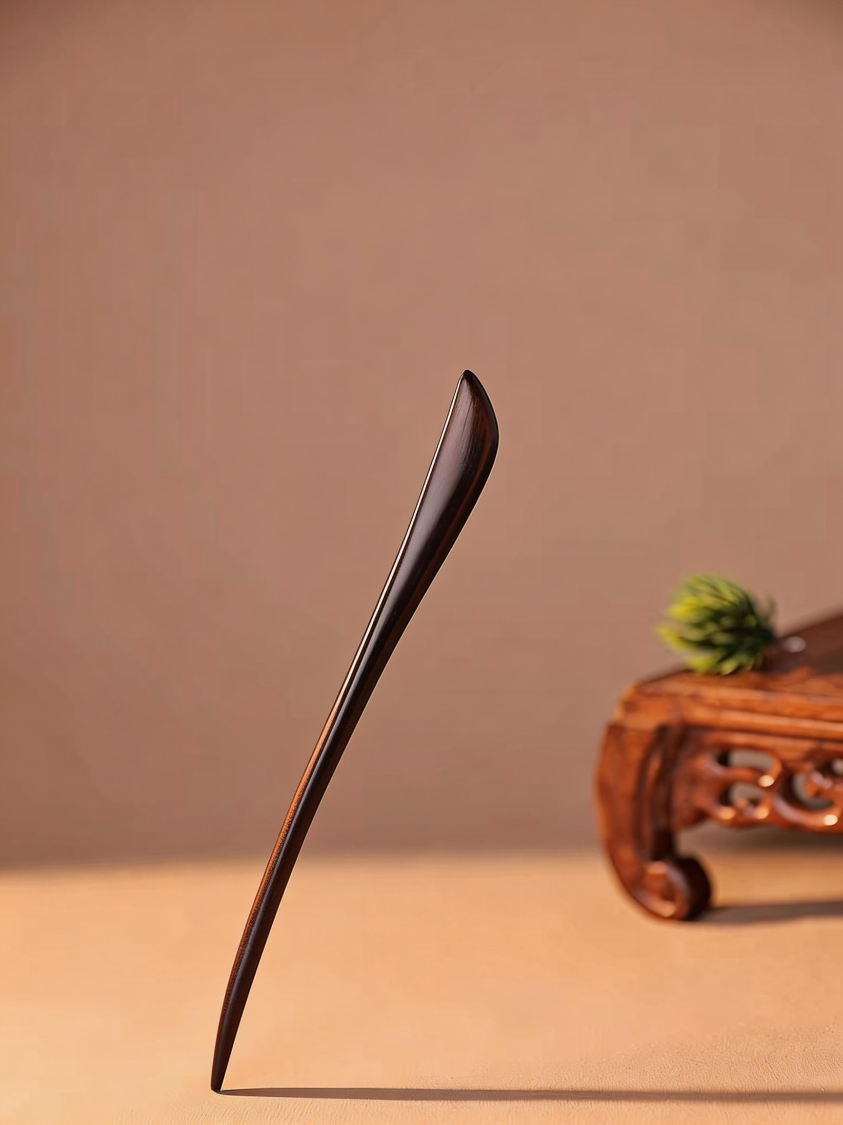 Handmade Hair Stick Ebony & Green Sandalwood | Free Custom Text Engraving